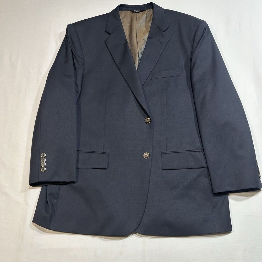 Joseph & Feiss Gold Mens 46S Navy Blue 100% Wool Blazer Sport Coat